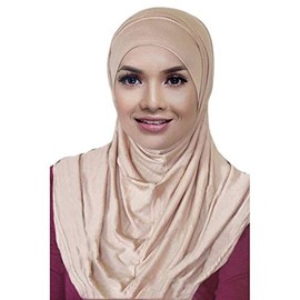 Beige Al Ameera Muslim Hijab Lycra Amira 2 Piece Hood & Hijab Tube Under Scarf Cap