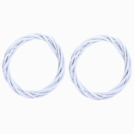 2 Pcs Natural Rattan Wreath, White Wicker Garland Christmas Rattan Wreath Garland Decoration for DIY Xmas Craft or Wedding Party Decor