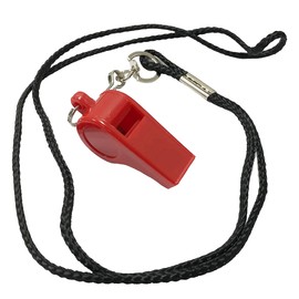 Cannon Sports Loud Plastic Whistle with Lanyard for Coach, Referee, Soccer, & Football (Red/Black)