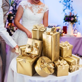 TUPARKA 50 Sheets Metallic Gold Tissue 20X14 Inch Gift Wrap Paper Bulk Gift Wrapping Accessory Wrap for Wedding Birthday Party Favor Decor DIY Fringes Shredded Fill Confetti (Gold)