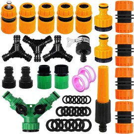 Garden Hose Connector 21 Set: Nozzle, Maintenance Plug, Quick Coupling, Y Splitter, Male and Female, Male and Female, 2-Way Hose Tap Connector