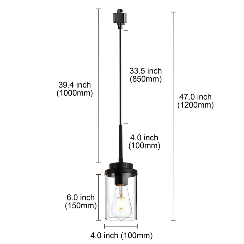MELUCEE 4 Pack H-Type Track Lighting Pendants Black Ceiling Track