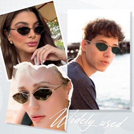 MEGAVOW Retro Hexagonal Sunglasses for Men and Women, Fashion Polygon Sunglasses, Women, Vintage Steampunk Hexagonal Sunglasses, UV400 Protection, Small Glasses, Festival, gold frame / grey lens