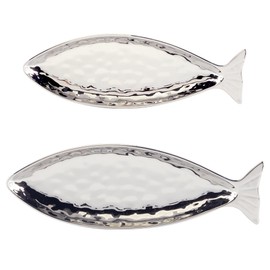 Certified International Silver Coast 3-D 2 Piece Fish Platter Set, 17.25" x 6"