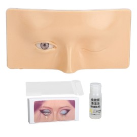 Makeup Practice Face Board 3D Silicone Reusable Makeup Mannequin Face with 20ml Cleansing Oil for Novice White Skin