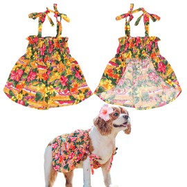 Parisian Pet Hawaiian Dog Dress - Floral Dog Beach Outfit - Pull-Up Straps Breathable Dog Summer Clothes - Dog Costume - Dog Dresses for Large Dogs Girl XL