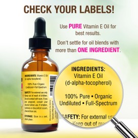 Seven Minerals Ultra Pure Vitamin E Oil - 300,000 IU Full-Spectrum D-Alpha Tocopherol per 4 Oz Bottle - 100% Organic Vitamin E Oil for Skin, Face, Hair, and Scars - Naturally Occurring = Not Synthetic