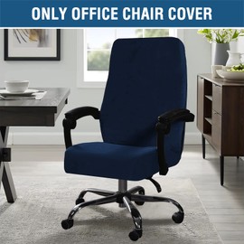 H.VERSAILTEX Velvet Home Office Chair Covers Stretchable Computer Desk Chair Covers Mid - High Back Universal Executive Boss Chair Covers Gaming Chair Covers Removable Machine Washable, Navy