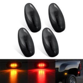 Nilight Fender Side Marker Lights 4 PCS 3 LED Smoke Lens Red Amber Front Rear Clearance Light Compatible with 2001-2014 Chevy Silverado GMC Sierra 1500 2500HD 3500HD Dual Wheeler Trucks