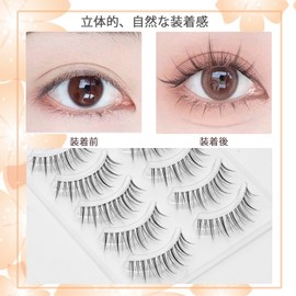 False Eyelashes, Natural, Transparent Axis, False Eyelashes, Handmade Upper Eyelashes, Ultra Lightweight, Soft, Outer Eyelashes, Natural, Lifestyle Makeup, 5 Pairs (B-X04)
