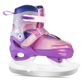 LEVYTEMP Adjustable Ice Skates for Kids Girls Boys - Gradient Purple Rainbow Youth Ice Skating Shoes - Sizes Medium Ages 5-12 - Ice Skates for Outdoor and Rink
