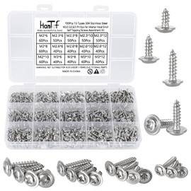 HanTof 700Pcs Tiny Phillips Pan Head with Washer Self Tapping Screws, 304 Stainless Steel, Small/Mini M2 M2.3 M2.6 M3 Wood Screws, Micro Sheet Metal Screws Assortment Kit for Electronic and Toy Repair