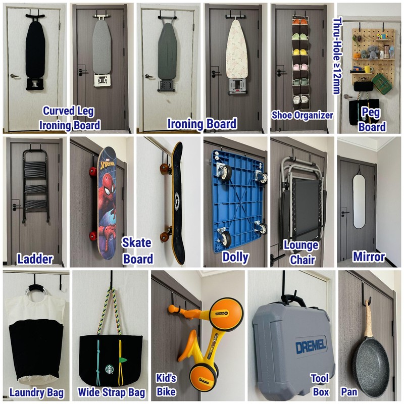 Over The Door Hooks 5.5" 4Pcs for 1 3/8" Door