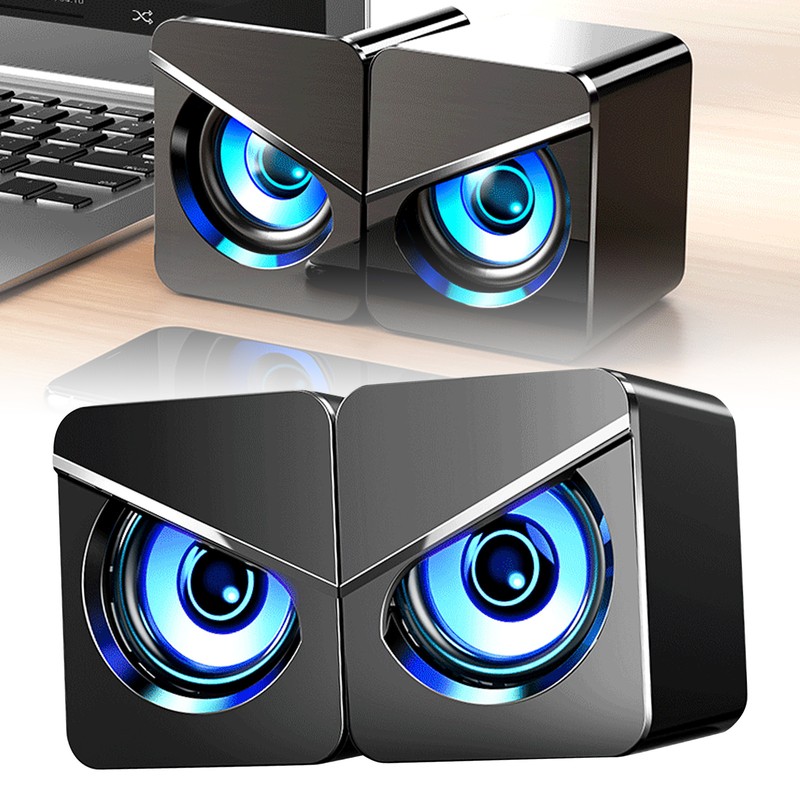 1 Pair Desktop Computer Speaker Multifunction Stylish Strong Bass 4D