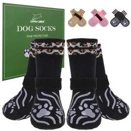 EXPAWLORER Dog Socks for Hot Pavement to Prevent Licking Paws, Anti Slip Doggie Grippy Booties Shoes for Hardwood Floors, Boots & Paw Protectors for Small Medium Large Senior Dogs Black XS