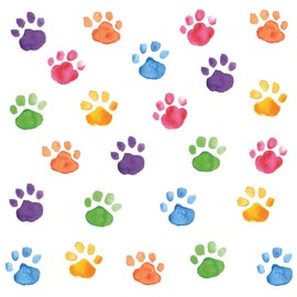 Colorful Dog Paw Wall Stickers PVC Watercolor Style Decoration for Nursery and Kids Room