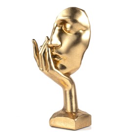 EPTUEGA Thinker Statue for Home Decor-Gold Sculptures Decorative - 11.8" H Covering The Eyes Figurine for Office Table Desktop Bookshelf (Black Golden)