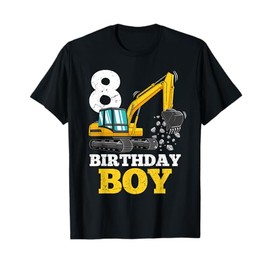 Construction Truck 8 Years Old 8th Birthday Boy Excavator T-Shirt
