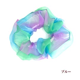 Gradient Color Organza Chou Vic (Blue 2 Pieces) (2 Pieces) See-Through Hair Accessories, Hair Ornament, Hairband, Women's, Adults, Girls, Kids, Children, Simple, Bundled Hairtail, Graduation Ceremony,
