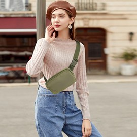 Uwiyo Bumbags for Ladies Belt Bag for Women Men Small Crossbody Bags for Women Fashion Fanny Pack Waist Bag with Adjustable Strap for Travel Outdoors Running Hiking (Khaki Green)