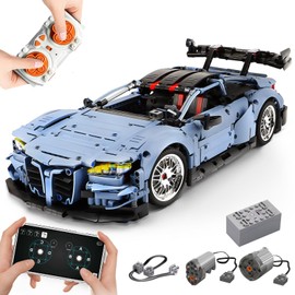 MOCBURIKU Remote Control Car Building Kit, 1/10 Scale M4 Supercar with Lights Motors Rechargeable Battery, Compatible with Technic Cars for Adults, STEM Gift for Boys Age 6 8 10 12 14+(2280 Pcs)