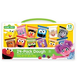 Leap Year Sesame Street 24-Pack of Dough with Carrying Handle, Includes 24 cans of 2oz Dough in 12 Popular Colors, Gift for Kids