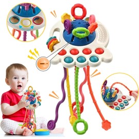 Divertido Juguete Sensorial De Silicona Para Niños,Juguete De Actividad De Cuerda De Tracción De Silicona Alimentaria Sin Bpa,Juguete De Motricidad Fina Para Niños,Regalos De Navidad Para Niños