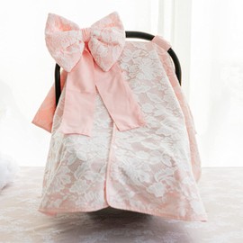 Baby Carseat Canopy Cover with Bow for Girls Boys with Bow Stroller and Cart Cover Carseat Nursing Cover for Newborn