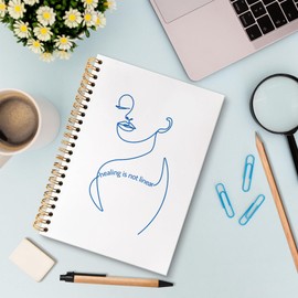 huester Mental Health Notebook Journal, Healing Is Not Linear Minimalist Lined Woman Therapy Journal Notebooks for Note Taking, Mental Health Gifts Hardcover Paper Spiral Notebook, 5.5x8.3 Inch