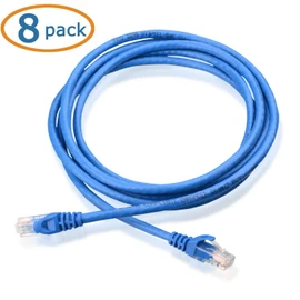 Cable Matters Paquete de 8 cables Ethernet Cat5e corto Snagless (cable Cat5e, cable Cat 5e) en azul de 7 pies