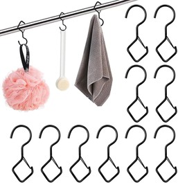 Hooks for Hanging, Pack of 10 S Hooks, Black Hooks with Secure, S Hooks, Stainless Steel S-shaped Hooks for Clothes Rail for Kitchen, Workshop, Bathroom, Garden, Bedroom, Outdoor (Black, Size: 101 x