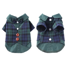 BT Bear Small Dog Tuxedo, Dogs Wedding Suit Puppy Formal Shirt, Dog Suit Formal Tuxedo with Black Bow Tie Cats Small Medium Dogs Outfit for Party Birthday Festiva,Green S