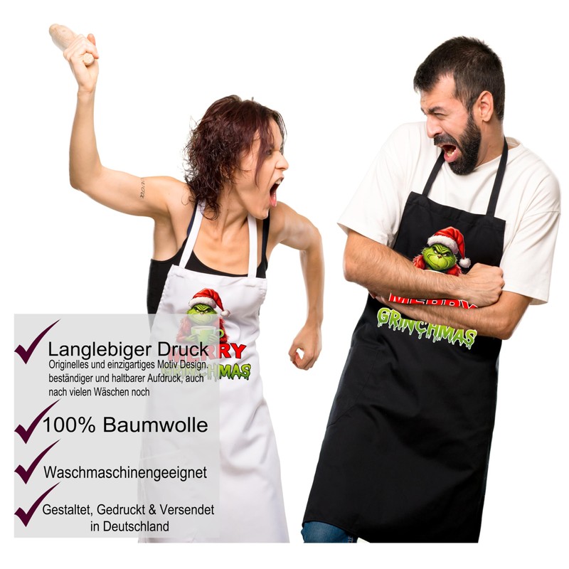 Print Deluxe Grinch Funny Printed Apron | Grinchmas | Chef