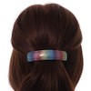 'Rainbow' Glitter Acrylic Square Barrette/Hair Clip In Silver Tone -