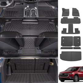 powoq Floor Mat Compatible with 18-24 Chevy Traverse Cargo Mat Replacement for 2018-2024 Chevy Traverse Accessories(Trunk+Backrest+7Seats Floor Mat)
