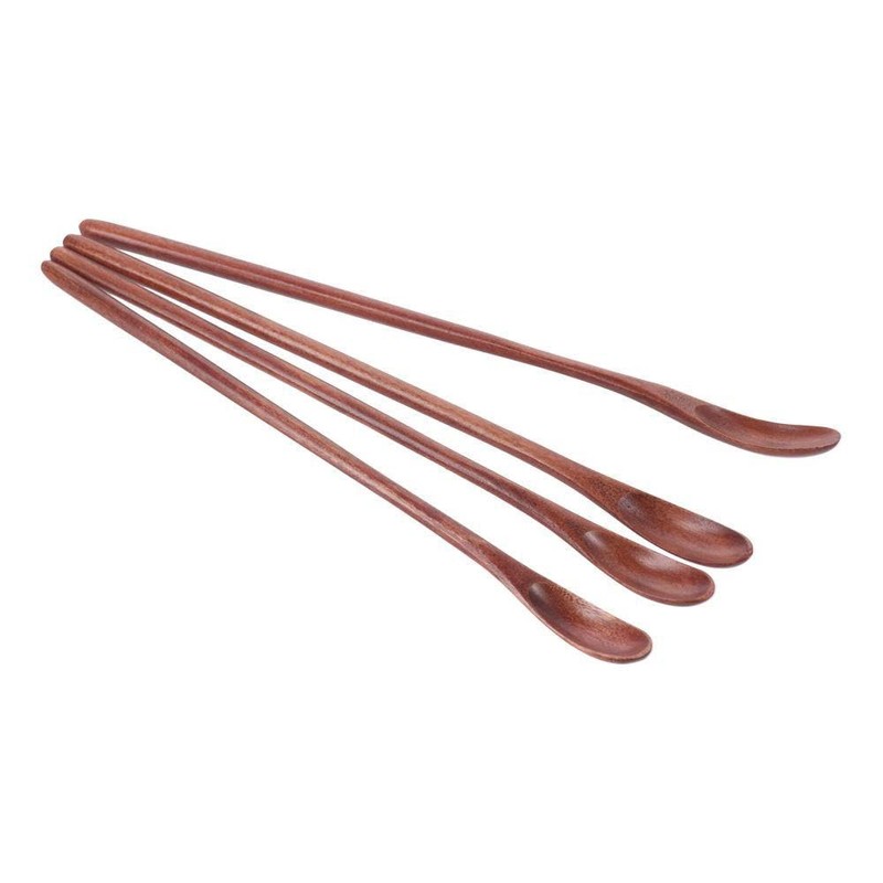 10Pcs Long Handle Wooden Coffee Spoons Wooden Mixing Spoon Mini