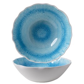 ZAROCRUS Melamine Serving Bowls, 12'' x 4'' Large Salad/Pasta/Mixing/Fruit Bowls, Set of 2 Break-resistant BPA Free Classic Melamine Bowls, Dishwasher Safe, Blue