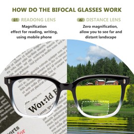 DEHOTRE 2 Pack Bifocal Reading Glasses for Women Clear Top Oversized Blue Light Blocking Square Computer Readers Spring Hinge Black & Tortoise 2.25