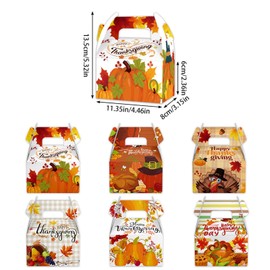SINGOMON 18PCS Fall Decor Autum Gift Boxes Thanksgiving Gable Boxes Fall Treat Boxes with Handles Fall Party Favor Boxes Paper Boxes for Fall Decorations Birthday Decorations Wedding Decorations Thanksgiving Decorations
