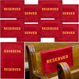 Tudomro Reserved Signs for Pews Chairs Reserved Pew Cloths Reserved Seating Signs Placeholder for Church Pew Seats Wedding Seating Decoration(Red, Gold,8 Pieces)