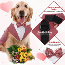 Kuoser Dog Tuxedo Suit and Bandana Set, Tuxedo Wedding Attire for Large and Medium Dogs, Golden Retriever, Samo Bulldogs