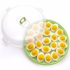 HANSGO Round Deviled Egg Platter and Carrier with Lid -