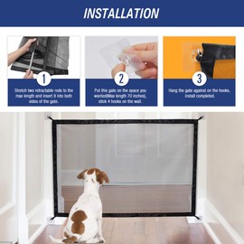 Namsan Dogs Gate Pet Magic Gate Pet Safety Gate, Portable Safety Gate Folding Mesh Stair Gate Easy Install Anywhere, Pet Safety Gates Very Suitable For Docile Dogs 110 * 72cm