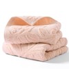 YiLUOMO Pink Embossed Floral Pattern Hand Towel Set of 2