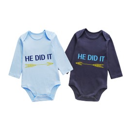 YSCULBUTOL Baby Twins Baby Bodysuit Boy Clothes Girls Clothing He Did it She Did it Outfits Baby Clothes (navy blue hayi did it 12m)