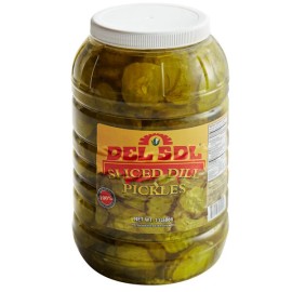 Del Sol 1 Gallon Pepper Relish - Sliced Dill Pickle Chips