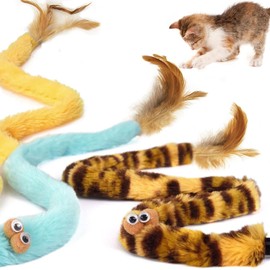 AZOFFYIU Cat Toys for Indoor Toys,Rainbow Cat Wand Toys,Feather Flips Plush Ball Cat Toys,Interactive Feather Toy for Teaser Play and Chase Exercise with Kitten 6 Pack