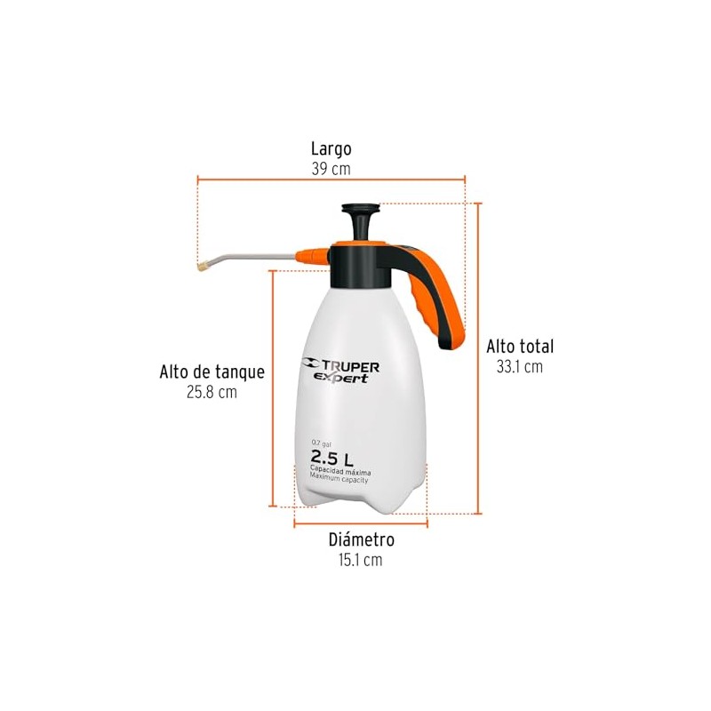Truper Expert FDO-2X Fumigador doméstico de 2.5 litros Mango ergonómico