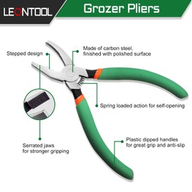 LEONTOOL 6" Breaker Groser Pliers 3/8" Flat Curved Jaw Spring Road Glass Breaking Tool Stained Glass Supplies Mosaic Art for Trimming Glass Ceramic