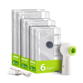 VACKFOX Travel Vacuum Bags with Rechargeable USB Pump, 6 Pack Carry-On Size Vacuum Travel Bags for Luggage & Suitcase, Vacuum Bags for Travel, Space Saver Compression Bags for Clothes & Clothing